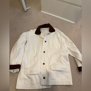 Doen pascual barn jacket in white/brown size M NWT